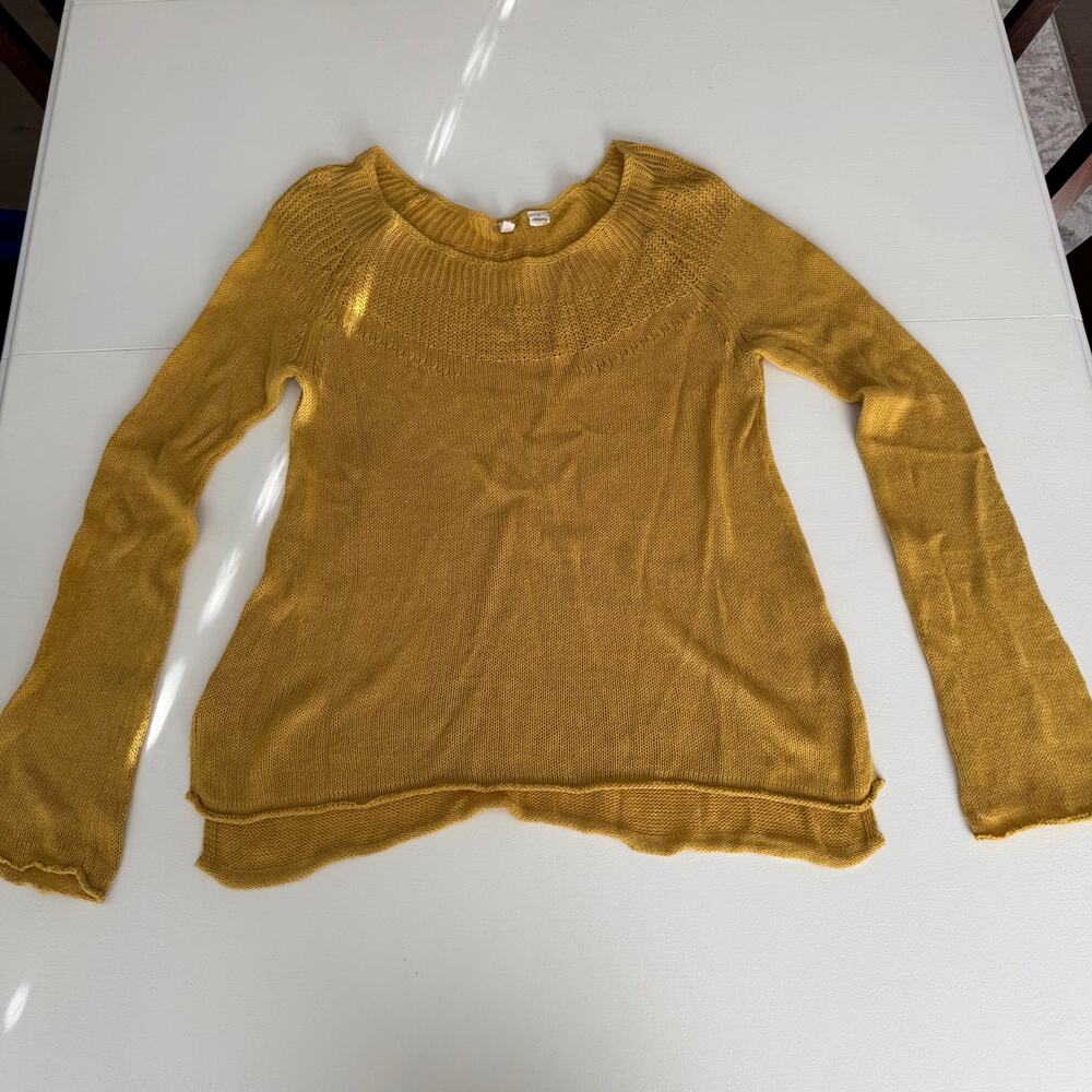 Moth Anthropologie Mila Linen Blend Loose Knit Boat Neck Pullover Sweater Medium
